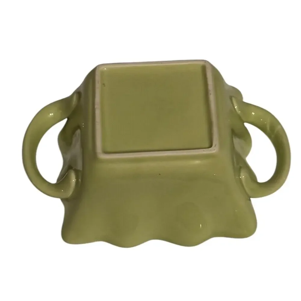 Candy Dish With Handles Textured Ceramic Green Kitchen Entertaining Dinner Party
